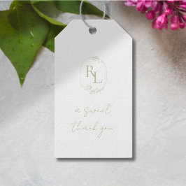 Hübsch Floral Wedding Couple Monogram Vielen Dank Geschenkanhänger