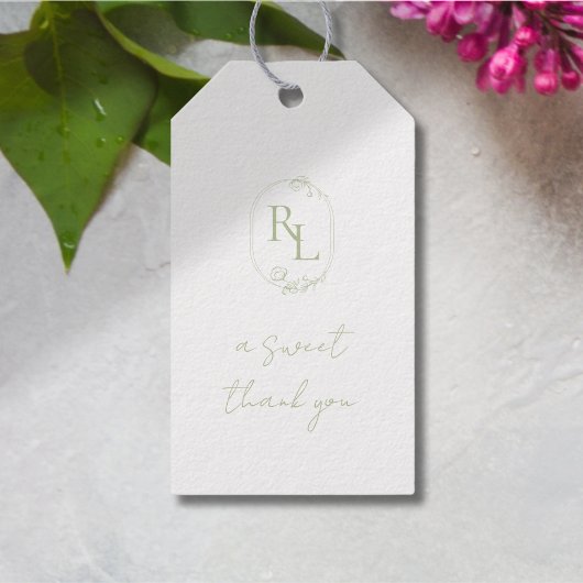 Hübsch Floral Wedding Couple Monogram Vielen Dank Geschenkanhänger