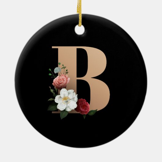 Hübsch florale Monogramm B Keramik Ornament (Hinten)
