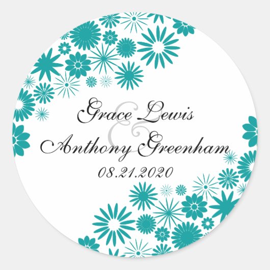 Hübsch Florals Aquamarin Stickers (Vorderseite)