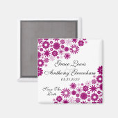 Hübsch Florals Dark Fuchsia Speichern Sie das Date Magnet (Vorderseite/Rückseite)