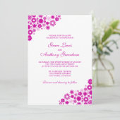 Hübsch Florals Fuchsia Wedding Einladung (Stehend Vorderseite)