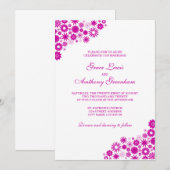 Hübsch Florals Fuchsia Wedding Einladung (Vorne/Hinten)