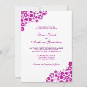 Hübsch Florals Fuchsia Wedding Einladung