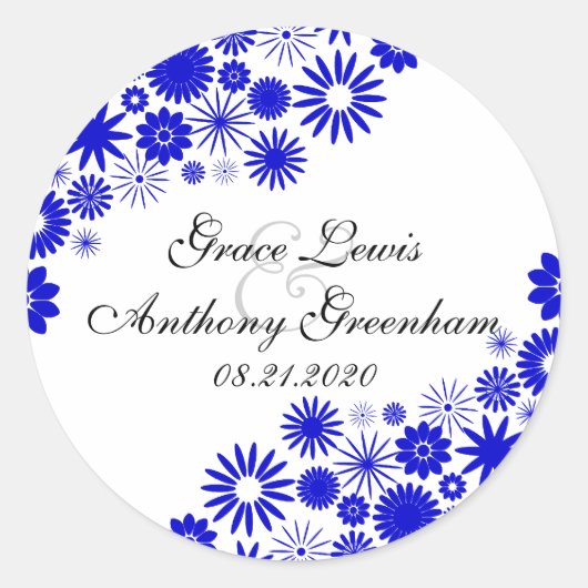 Hübsch Florals Royal Blue Stickers (Vorderseite)