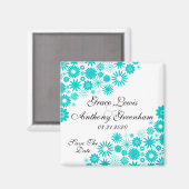 Hübsch Florals Turquoise Save the Date Magnet (Vorderseite/Rückseite)