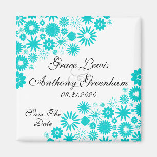 Hübsch Florals Turquoise Save the Date Magnet