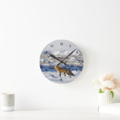 Hübsch Fox Snow Foto Runde Wanduhr (Zuhause)