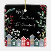Hübsch frohe Weihnachten Personalisiert Name Flora Keramikornament (Rückseite)