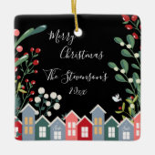 Hübsch frohe Weihnachten Personalisiert Name Flora Keramikornament (Vorderseite)