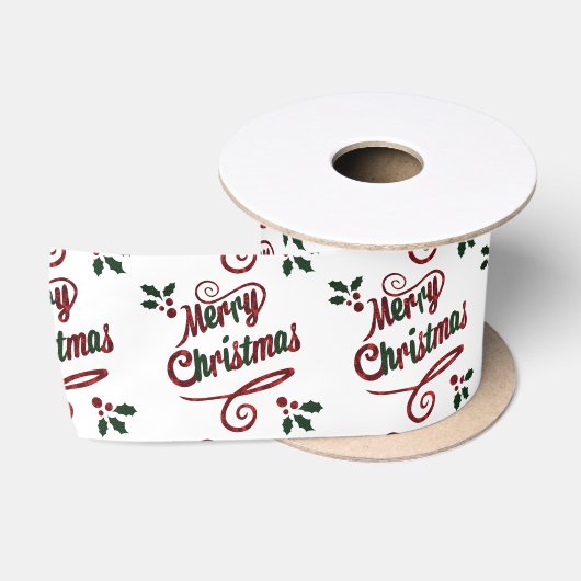 Hübsch frohe Weihnachts-Script Satin Ribbon Satinband (Spule)