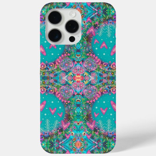 Hübsch Fun Blue Boho Herz Blume Muster Case-Mate iPhone Hülle (Rückseite)