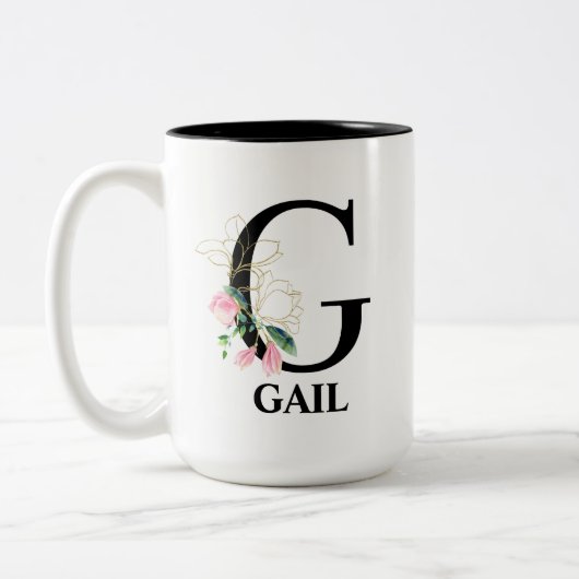 HÜBSCH G MIT MONOGRAMM ZWEIFARBIGE TASSE (Links)