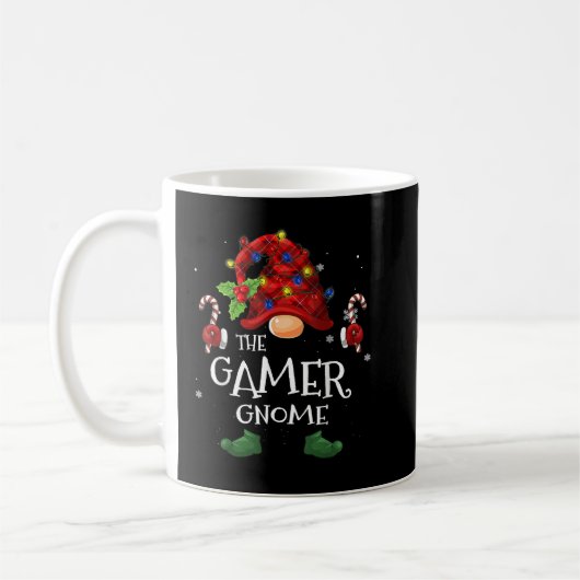 Hübsch Gamer Gnome Buffalo Karierter Weihnachtsbau Kaffeetasse (Links)