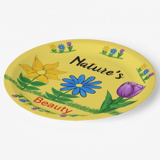 Hübsch Garden Blume Tulip Sonnenblume Pappteller (Schrägansicht)