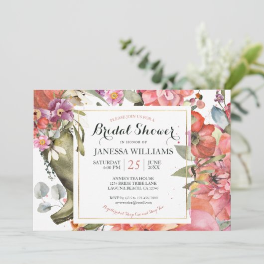 Hübsch Garden Blumendusche Einladung (Stehend Vorderseite)