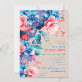 Hübsch Garden Floral Baby Dusche Champagner Einladung (Vorderseite)