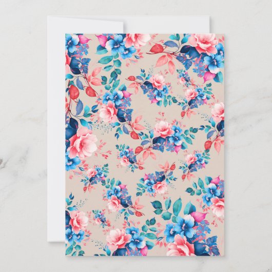 Hübsch Garden Floral Baby Dusche Champagner Einladung (Rückseite)