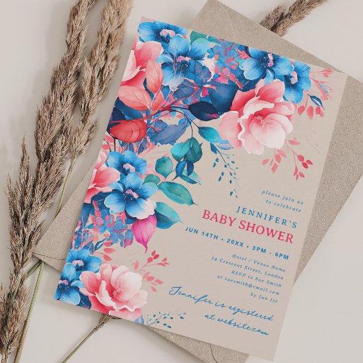 Hübsch Garden Floral Baby Dusche Champagner Einladung