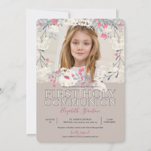 Hübsch Garden Foto Erste Heilige Kommune Einladung (Vorderseite)