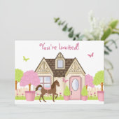 Hübsch Garden Horse Geburtstagsparty Einladung (Stehend Vorderseite)