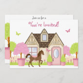 Hübsch Garden Horse Geburtstagsparty Einladung (Vorne/Hinten)