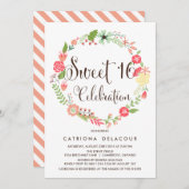 Hübsch Gartenkranz 16 . Geburtstag Einladung (Vorne/Hinten)