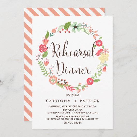Hübsch Gartenkranz Probe Abendessen Einladung (Vorne/Hinten)