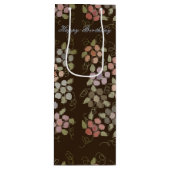 Hübsch geblümte dunkelbraun geschenktüte für weinflaschen (Vorderseite)