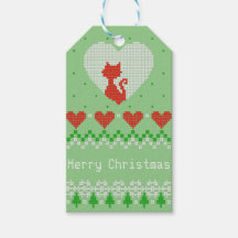 Hübsch geknetete X-Mas-Katze Strick Muster Grün