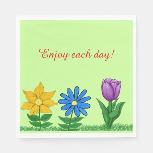 Hübsch-Gelb-Blau-Lila-Blumenpapier Napkins Serviette (Vorderseite)