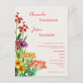 Hübsch-Gelb-Lila-Orange-Wildblumen Hochzeit Postkarte (Vorderseite)
