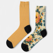 Hübsch-gelb-orangefarbene Muster unübertroffen Socken (Linkes Detail)