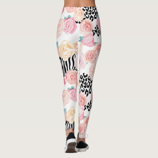 Hübsch-gelb-rosa-florales Tierpräparat Valentine Leggings (Rückseite)