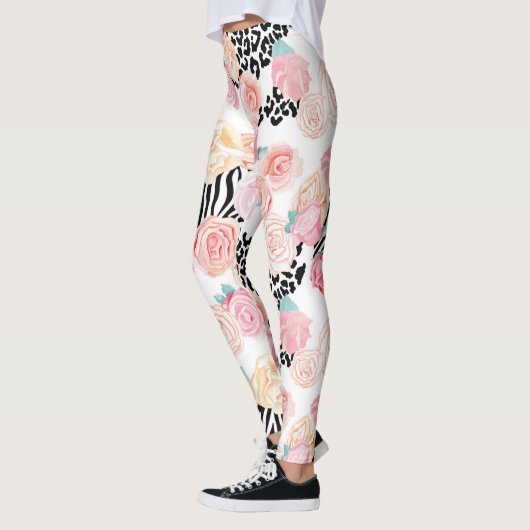 Hübsch-gelb-rosa-florales Tierpräparat Valentine Leggings (Links)