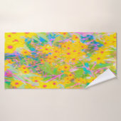 Hübsch-Gelb-Rot-Blume mit Türkis Badehandtuch (Badehandtuch)