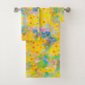 Hübsch-Gelb-Rot-Blume mit Türkis Badhandtuch Set (Insitu)
