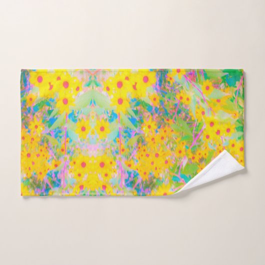 Hübsch-Gelb-Rot-Blume mit Türkis Badhandtuch Set (Handtuch)