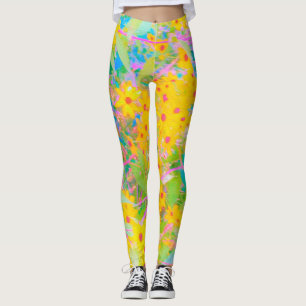 Hübsch-Gelb-Rot-Blume mit Türkis Leggings