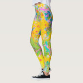 Hübsch-Gelb-Rot-Blume mit Türkis Leggings (Links)