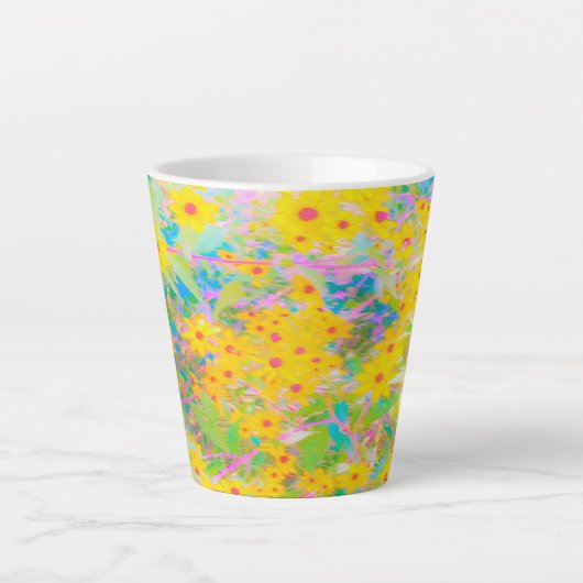 Hübsch-Gelb-Rot-Blume mit Türkis Milchtasse (Vorderseite)