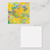 Hübsch-Gelb-Rot-Blume mit Türkis Quadratische Visitenkarte (Vorne/Hinten)