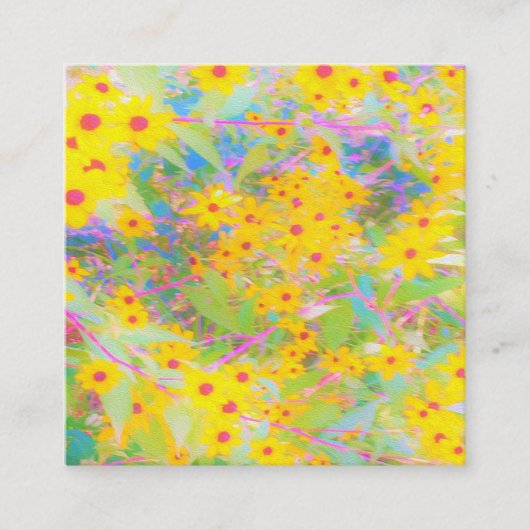 Hübsch-Gelb-Rot-Blume mit Türkis Quadratische Visitenkarte (Vorderseite)