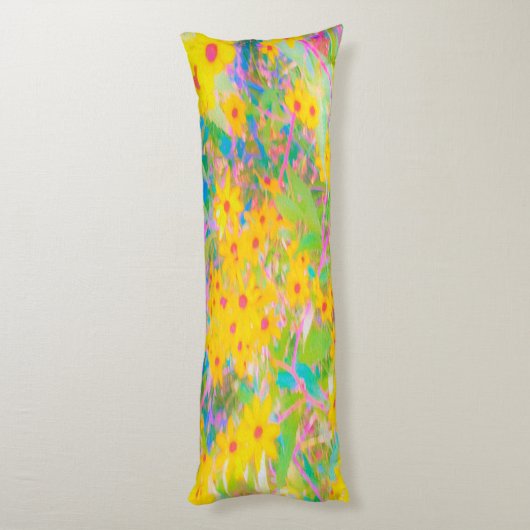 Hübsch-Gelb-Rot-Blume mit Türkis Seitenschläferkissen (Rückseite (Vertikal))