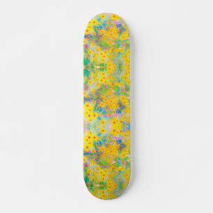 Hübsch-Gelb-Rot-Blume mit Türkis Skateboard