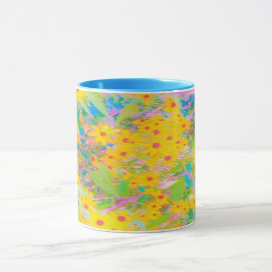 Hübsch-Gelb-Rot-Blume mit Türkis Tasse (Zentrum)