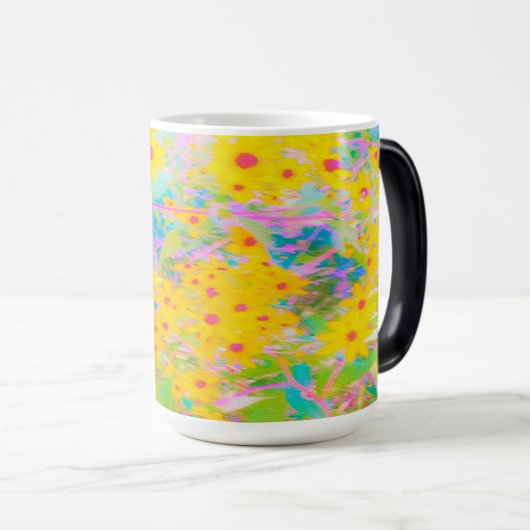 Hübsch-Gelb-Rot-Blume mit Türkis Verwandlungstasse (VorderseiteRechts)