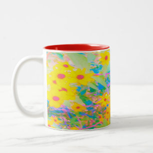 Hübsch-Gelb-Rot-Blume mit Türkis Zweifarbige Tasse