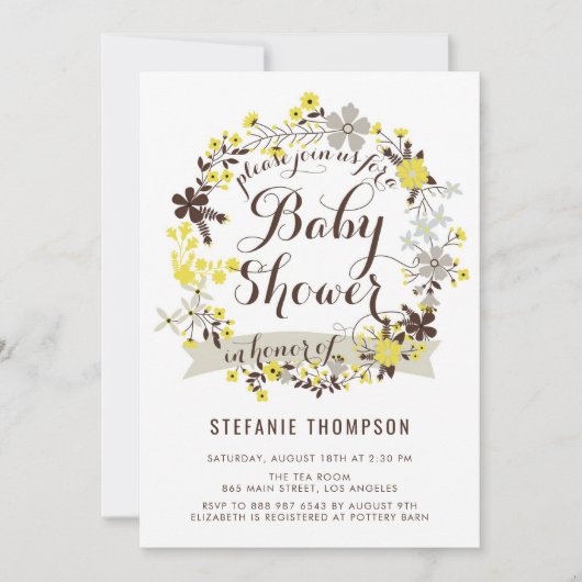 Hübsch-Gelb- und Graublütendusche Einladung (Vorderseite)