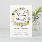 Hübsch-Gelb- und Graublütendusche Einladung (Stehend Vorderseite)